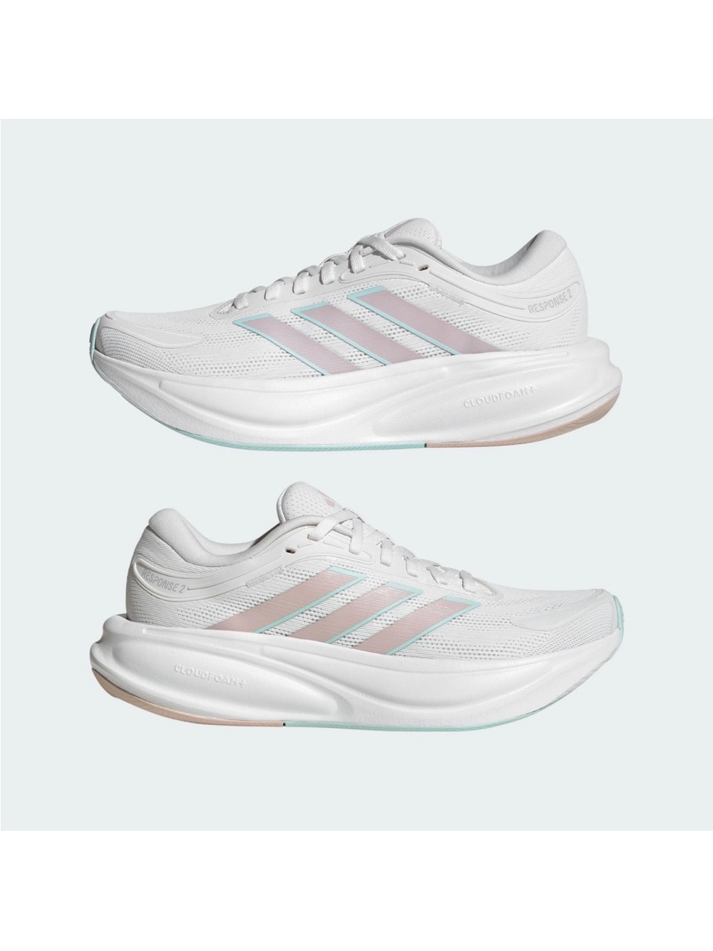 Adidas Women's White Running Sneakers with Pastel Pink Accents NWT - 784500E